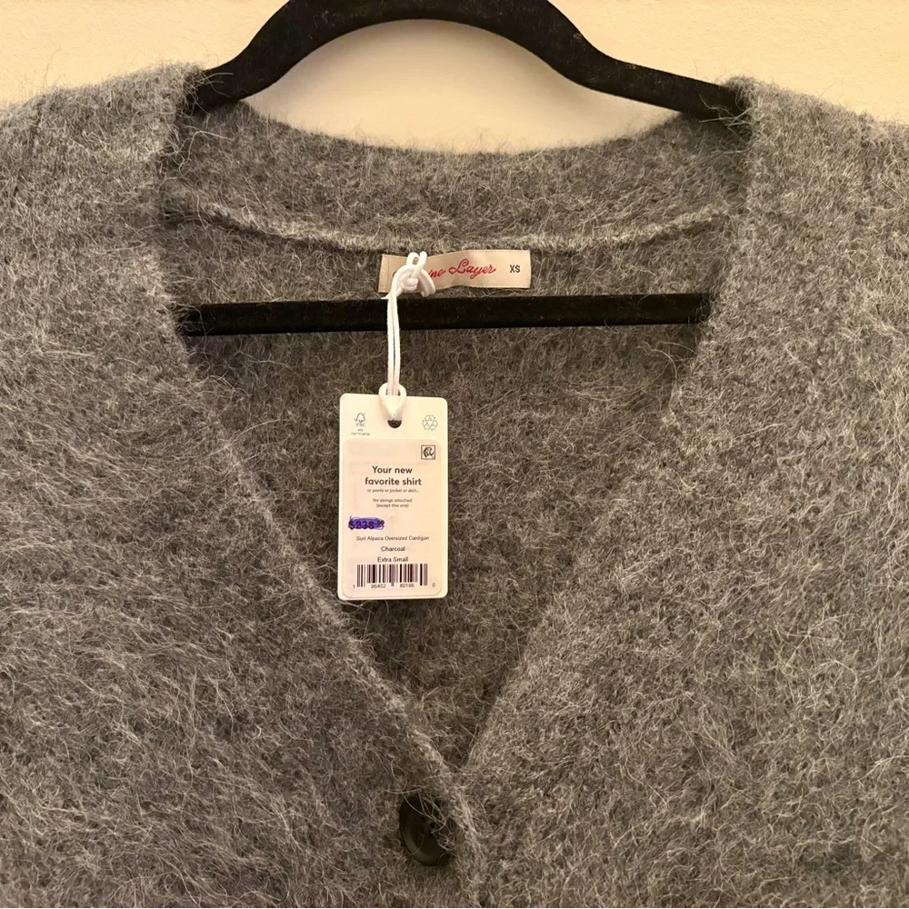 Marine Layer Siri Alpaca Oversized Cardigan in Charcoal - Picture 3 of 4